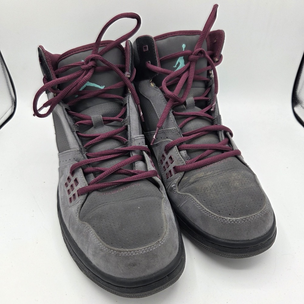 Nike Jordan 1 Flight Gray Maroon Basketball Sneaker Mens Size 12